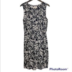 Loft Paisley Black And White Dress Medium